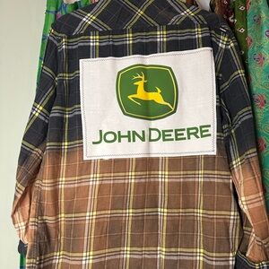 John Deere Plaid Button Down Shirt - Green and Brown